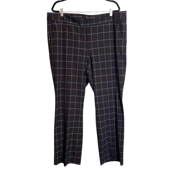Lane Bryant Women's Black Checkered Mid-Rise Straight Leg Trouser Pants Size 22 - Picture 1 of 14